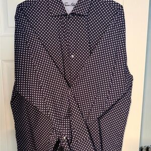 Tasso Elba Navy and Lavender Patterned Shirt